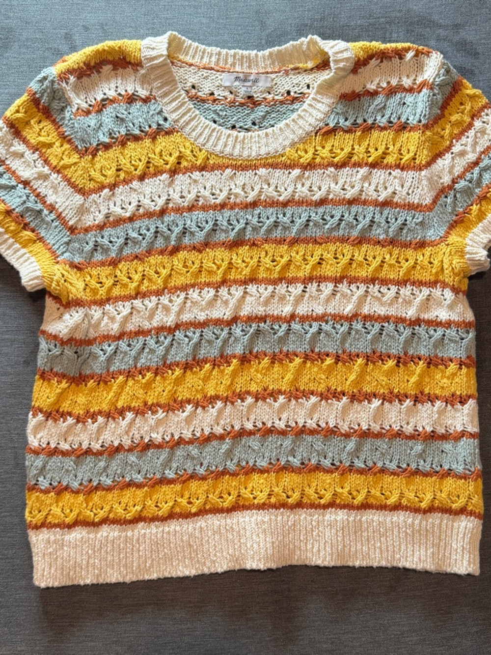 Madewell Lightweight Striped Knit Sweater - Yellow, Cream & Blue